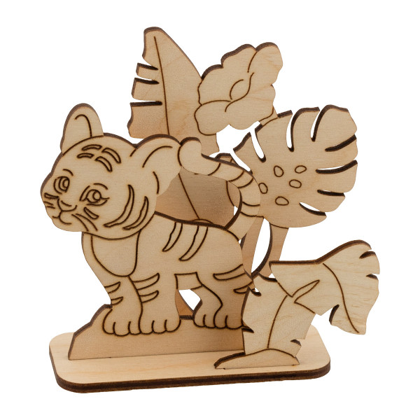 Заготовка для декорирования фанера Тигренок в джунглях 10*10*3,5