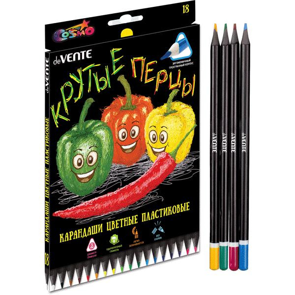 Карандаши 18цв "deVENTE. Juicy Black" 3х гр, пластик