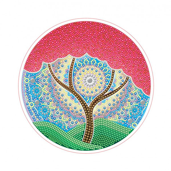 Алмазная мозаика круглая D24. с подр. Цветущее дерево