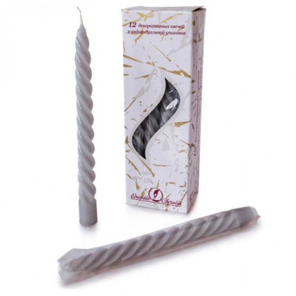 Свеча Витая серая