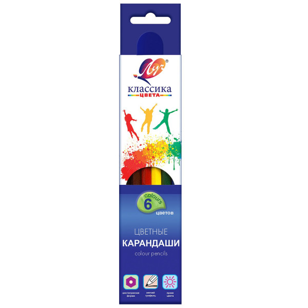 Карандаши 6цв. "Классика" шестигранные дерев.