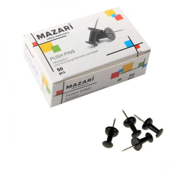 Кнопки канцелярские силовые 50шт черные