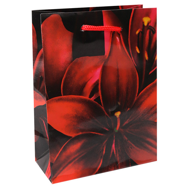 Пакет подарочный с глян. ламинацией 11,5*14,5*6 см Красная лилия