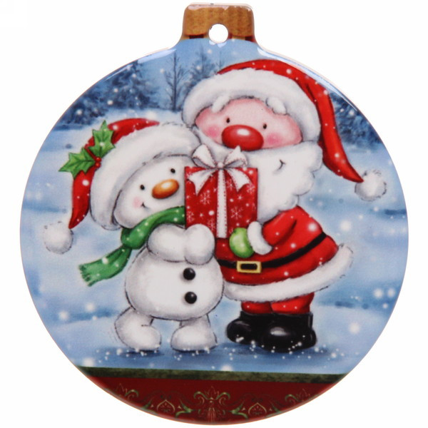 Подставка под кружку керамическая "Шар" 10*11см "Дед Мороз и Снеговик"