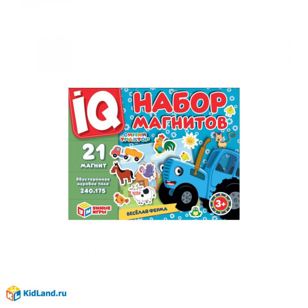 Набор магнитов IQ Веселая ферма. Синий трактор.