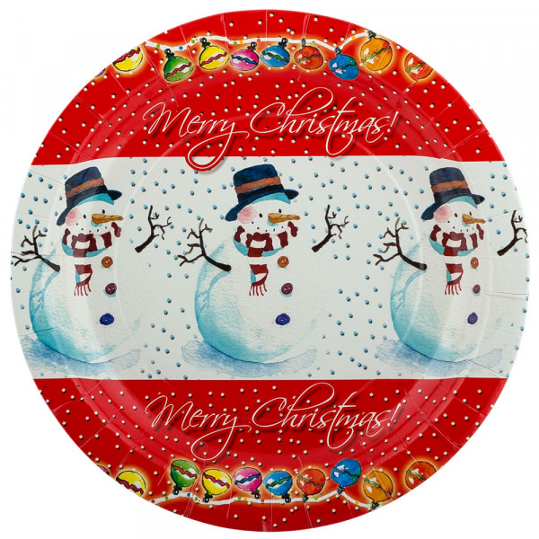 Тарелка бум. "Снеговик" 23см