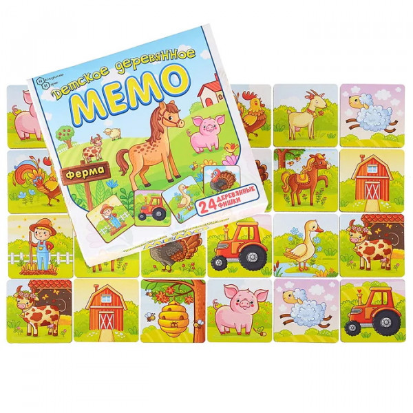 Детское деревянное МЕМО " Ферма" 24 дет