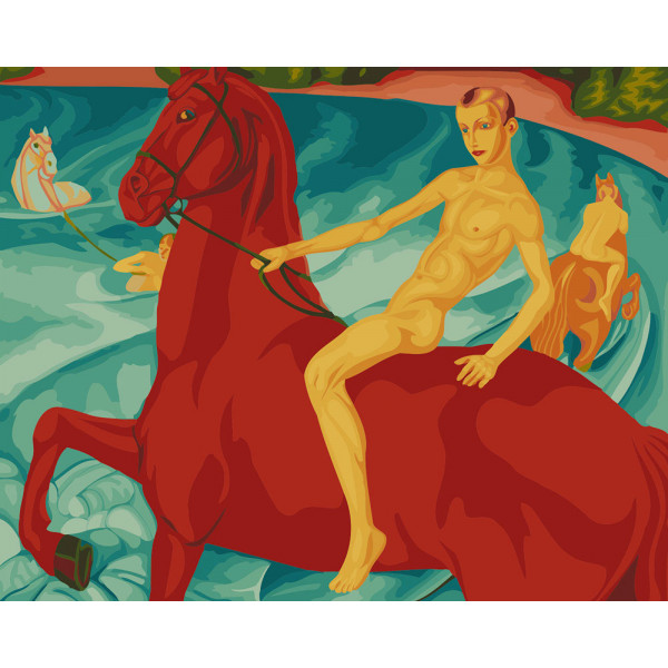 Набор для раскрашивания по номерам "Купание красного коня" 50*40см.