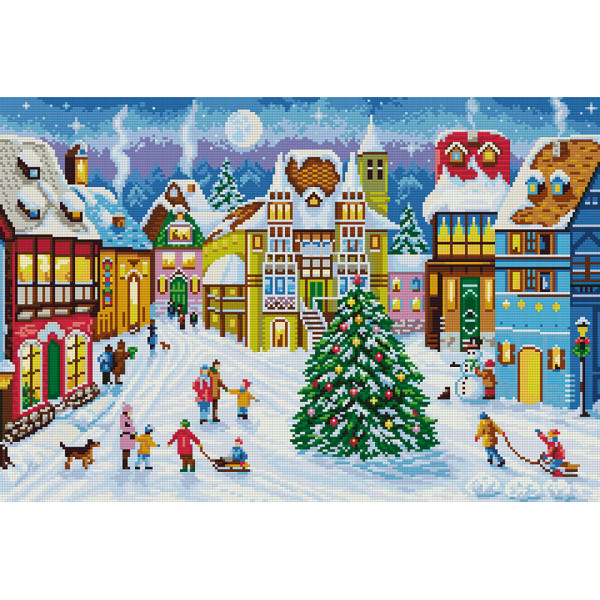 Кристальная мозайка (алмаз.вышивка) "Зимний городок" 37*55