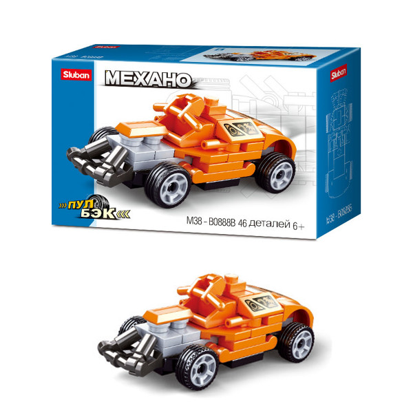 Конструктор пластик. Машина-жук инерц. 46 дет.