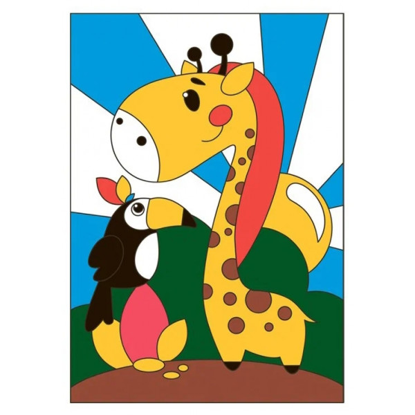 Картина по номерам для малышей "Жирафик и тукан"