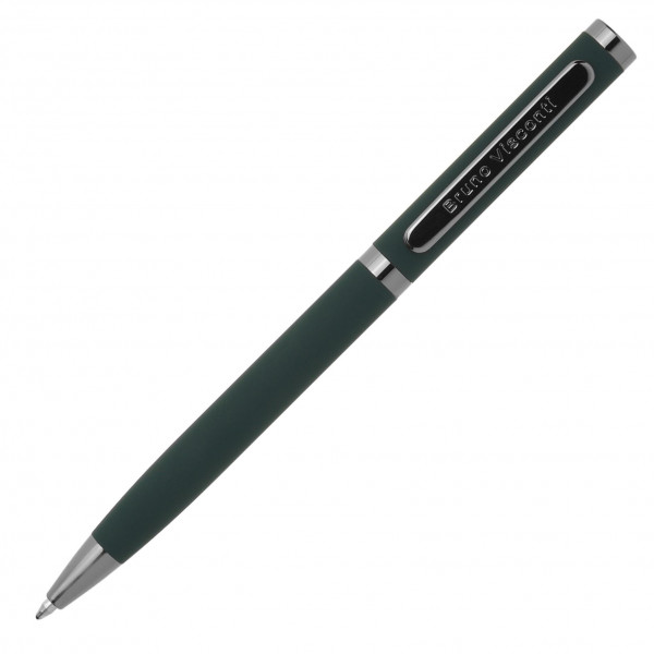 Ручка "FIREENZE" в мет.футляре 1,0 ММ, СИНЯЯ (корпус зеленый, футляр черный)