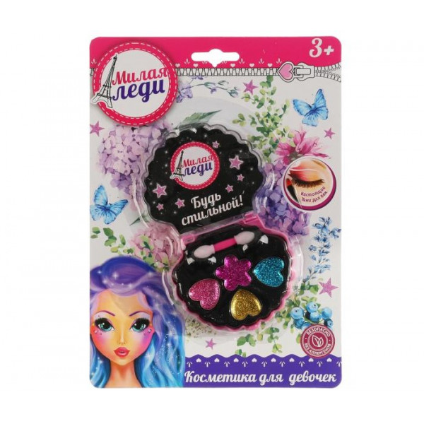 Косметика для девочек, тени для век с блестками в кор.