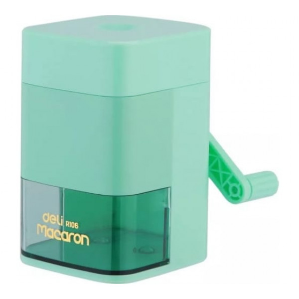 Точилка пласт.механич. Deli Macaron, одно отверстие, ассорти