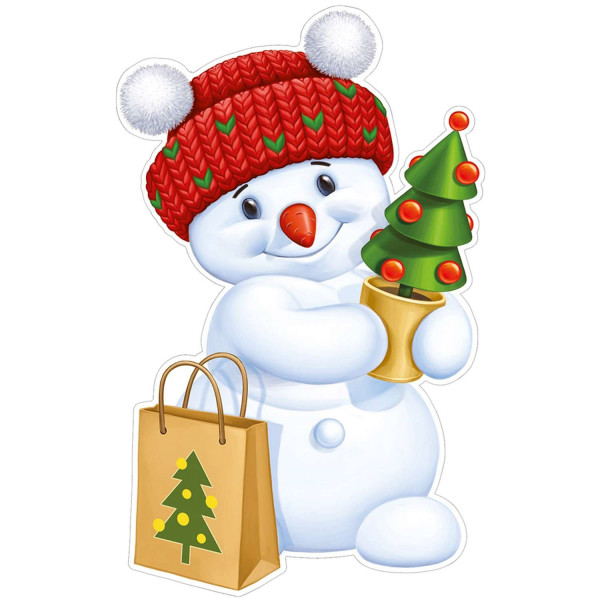 Плакат  " Снеговик с елкой "