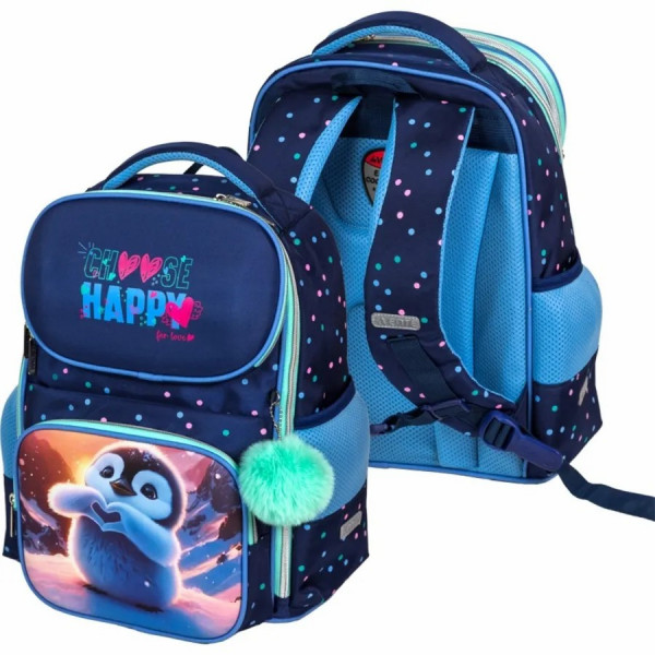 Ранец "DeVENTE. Smart. Happy Pinguin" школьный жесткий 37*28*14 (14л) 800г
