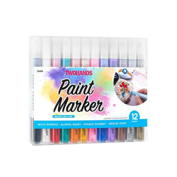 Набор маркер-краска  12цв. TWOHANDS на спирт. основе