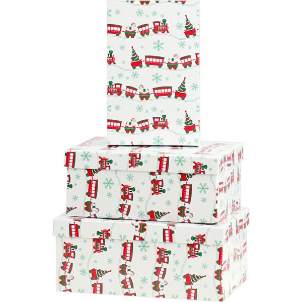 Коробка Новогодний поезд, прямоугольная, маленькая