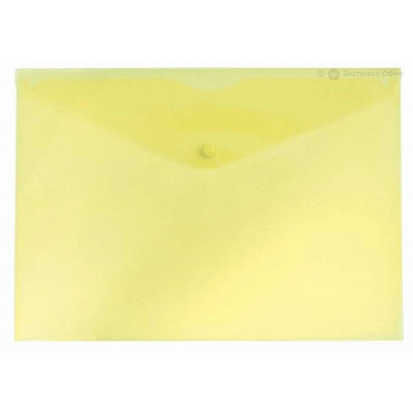 Папка-конверт на кноп. А4 Бюрократ пластик желтый кнопка желтая