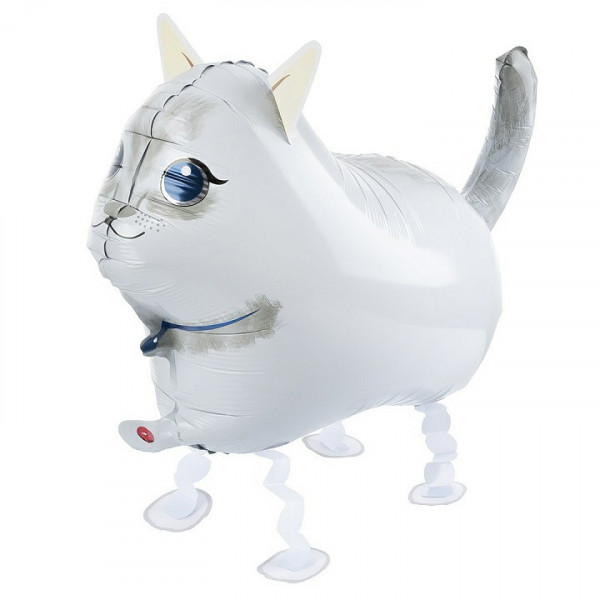 Шар 25"/64 3D Ходячая фигура, Кошка, белый