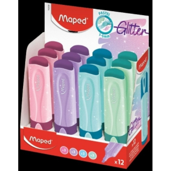 Текстовыделитель с блестками Fluo Pep*s CLASSIC пастельные цвета ассорти 4 цвета