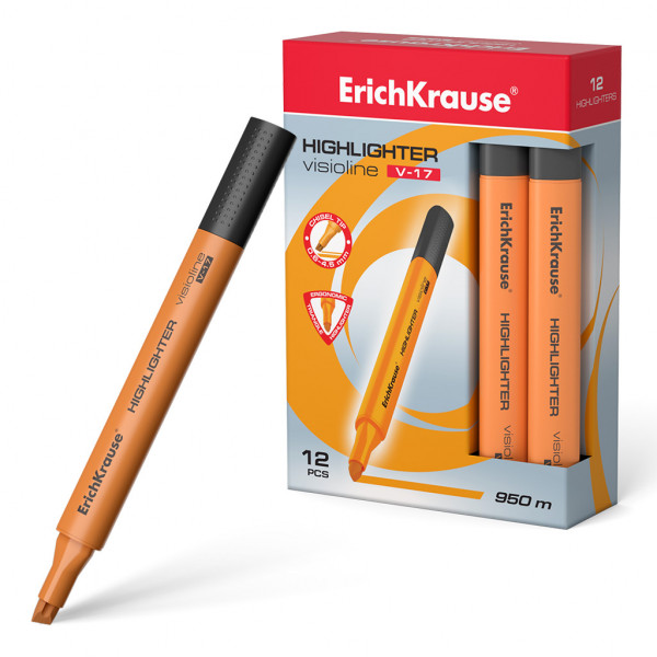 Текстмаркер ErichKrause® Visioline V-17, цвет оранжевый