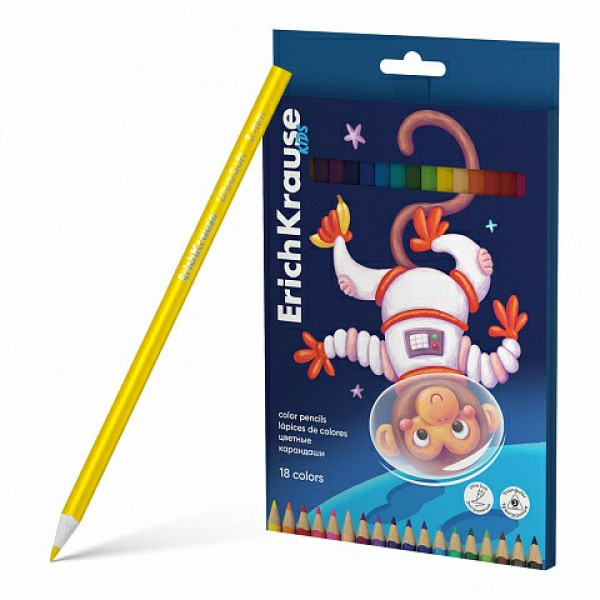 Карандаши 18цв Kids Space Animals 3х гр