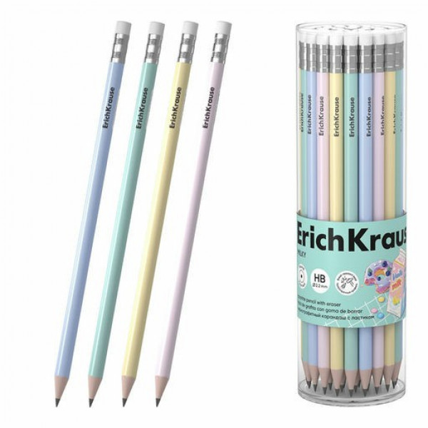 Карандаш ч/г Milky НВ, с ластиком, 3-хгран.