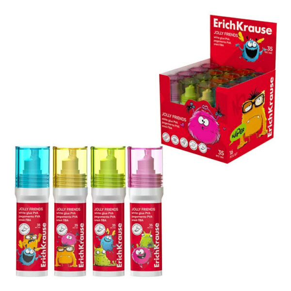 Клей ПВА 35мл. Erich Krause ассорти