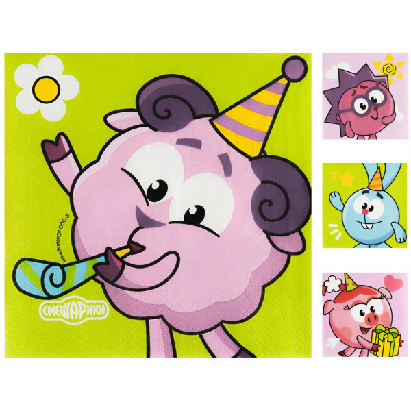 Салфетки сервировочные Смешарики, Ассорти 20шт.