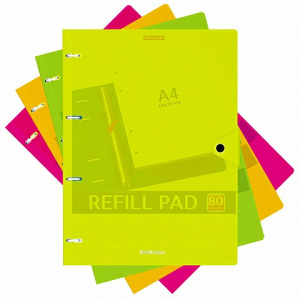 Тетрадь 80л. кл. А4 на кольцах Neon, ассорти