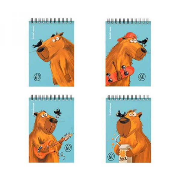 Блокнот A6 60л.кл. Happy Capy, спираль