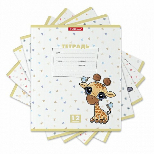 Тетрадь 12л. лин. ErichKrause Веселые зверята, линейка