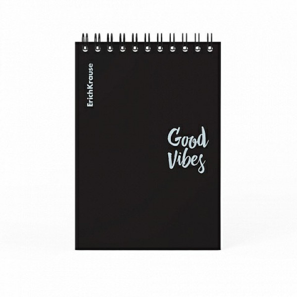 Блокнот 80л. кл. А6 Words, пластик.обл, черный, спираль