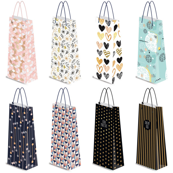 Пакет бумажн. бутылочный 12*36*12 мат.лам. фольгой