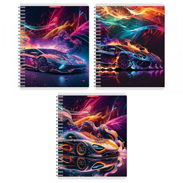 Тетрадь 48л Wcn кл Пламенные тачки метал пленка твин УФ лак