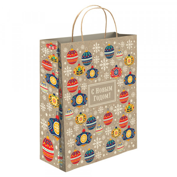 Пакет  подарочный  бумажный АА НГ "Пряничный" 33*43*10см