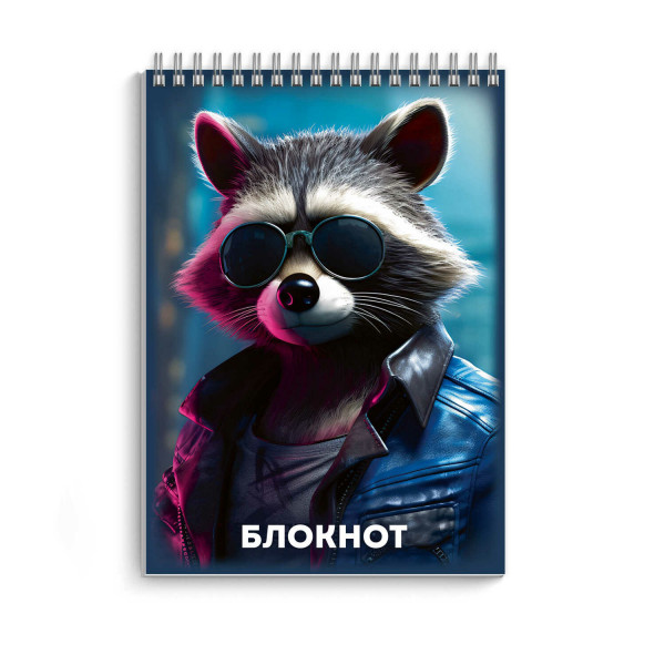 Блокнот 40л. А7 кл. Крутой енот гребень