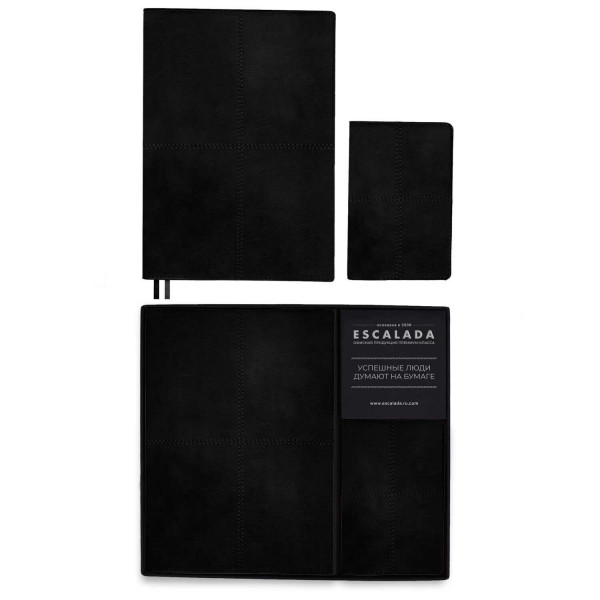 Ежедневник недатир+ обложка для паспорта А5+ Escalada Шеврет черный (175*245 мм) 120л Ежедневник недатир+ обложка для паспорта А5+ Escalada Шеврет черный (175*245 мм) 120л