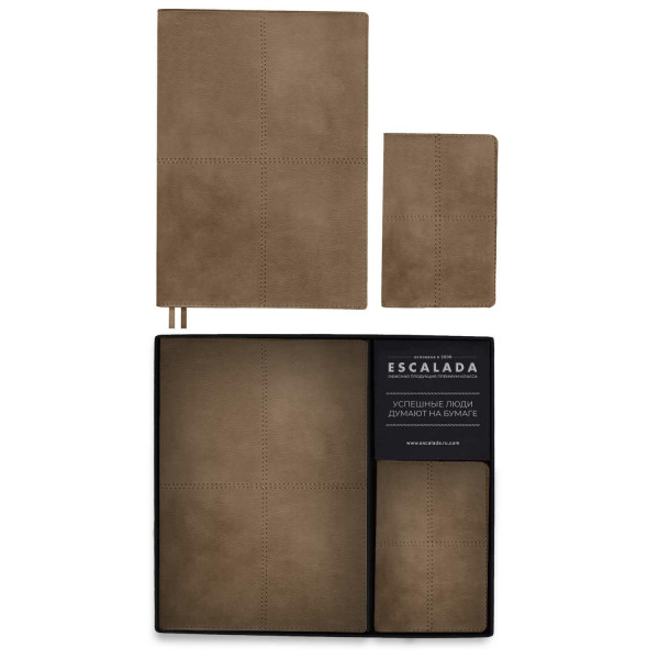 Ежедневник недатир+ обложка для паспорта А5+ Escalada Шеврет бежевый (175*245 мм) 120л Ежедневник недатир+ обложка для паспорта А5+ Escalada Шеврет бежевый (175*245 мм) 120л