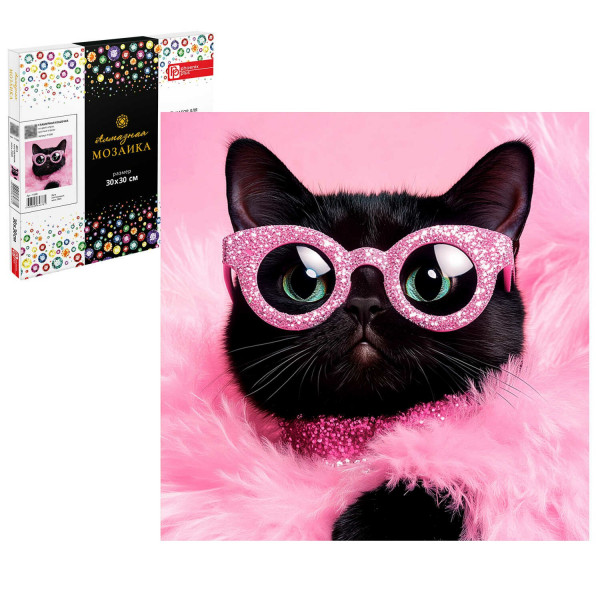 Алмазная мозаика Гламурная кошечка 30*30