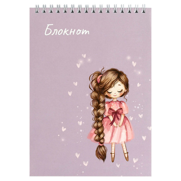Блокнот 60л.кл.А5 Девочка с косой, гребень
