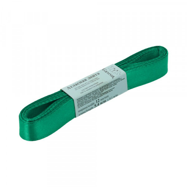 Лента атласная №016 5,4м*12мм, изумруд