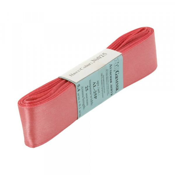 Лента атласная №025 5,4м 25мм, т-розовый