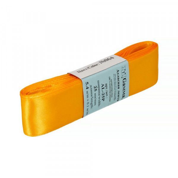 Лента атласная №064 5,4м 25мм, желтый