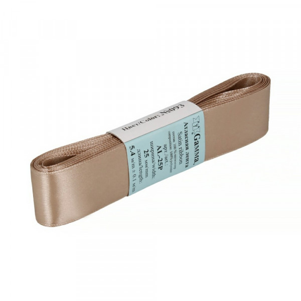 Лента атласная №093 5,4м 25мм, бежевый