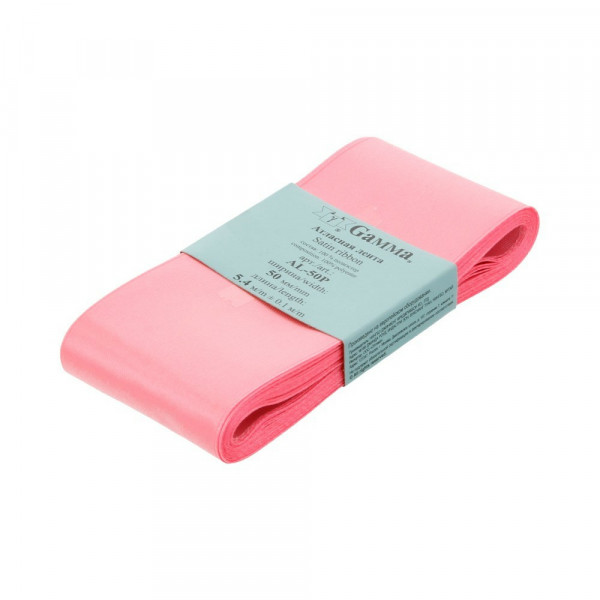 Лента атласная №005  5,4м*50мм, розовый