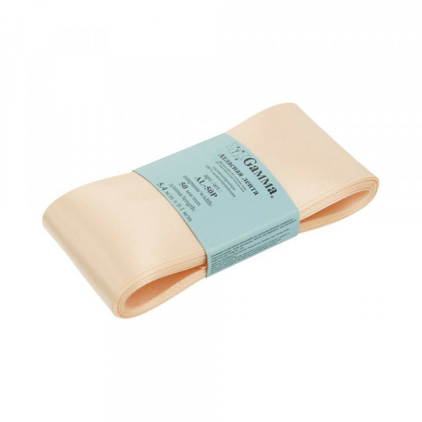 Лента атласная №061 5,4м*50мм, св. св. бежевый