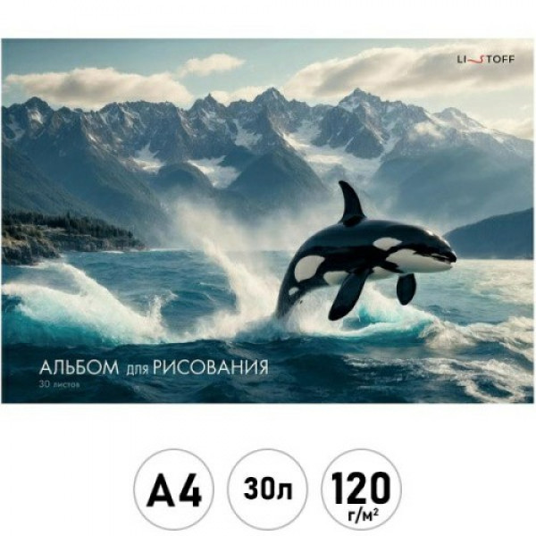 Альбом д/рисования 30л. "Косатка", склейка