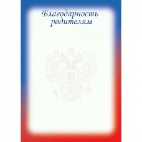Благодарность эконом родителям с госсимволикой
